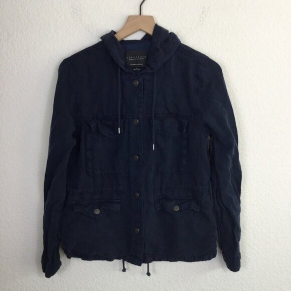 Sanctuary Navy Utility Hoodie Jacket Size Medium - Picture 3 of 7
